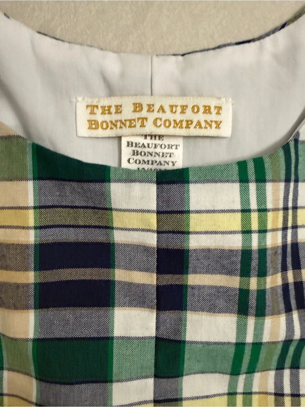 The Beaufort Bonnet Company green plaid Prescott Pocket Jon Jon 12-18M